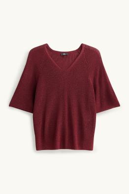 Strickpullover - kurzarm - Glanz-Effekt