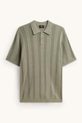 Knitted polo shirt - relaxed fit - ribbed - striped