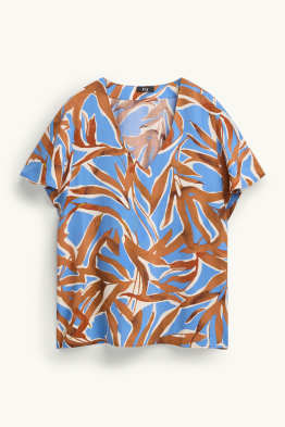 Bluză cu decolteu în V - cu model