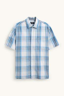 Camicia - regular fit - collo all'italiana - a quadretti