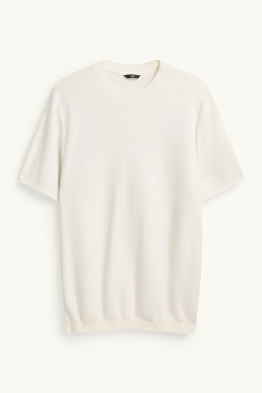 Sweter z dzianiny - krótki rękaw - teksturowany