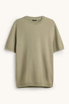 Sweter z dzianiny - krótki rękaw - teksturowany