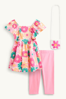 Floral - set - tunic, capri leggings and bag - 3 piece