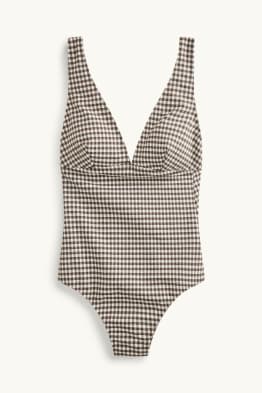 Shaping-Badeanzug - wattiert - kariert
