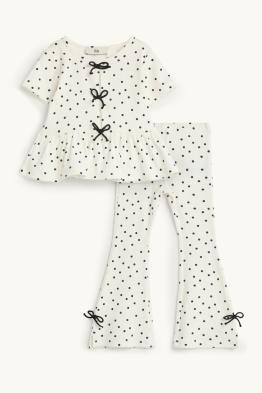 Punkte - Set - Kurzarmshirt und Flared Leggings - 2 teilig