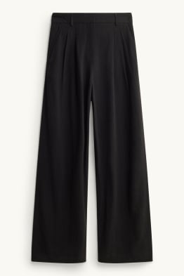 Stoffhose mit Leinen-Anteil - High Waist - Palazzo
