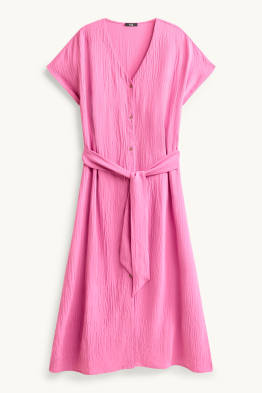 Kleid mit V-Ausschnitt - Straight Fit - strukturiert