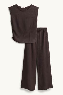 Set - Top und Jersey-Hose - 2 teilig - strukturiert