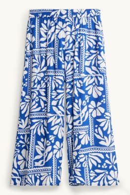 Stoffhose - High Waist - Palazzo - gemustert