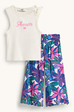 Blume - Set - Top und Stoffhose - 2 teilig