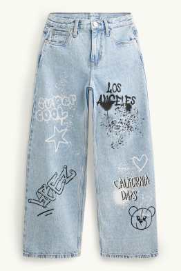 Graffiti - Wide Leg Jeans