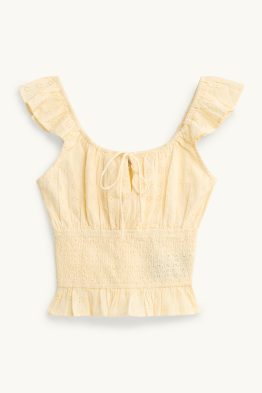 Korte blouse - broderie Anglaise