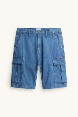 Denim cargo shorts - mid-rise waist