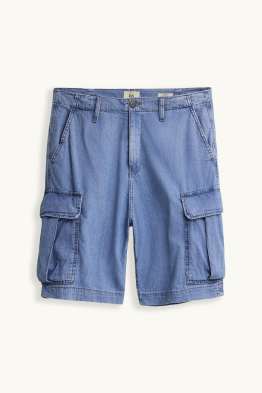 Denim cargo shorts - mid-rise waist