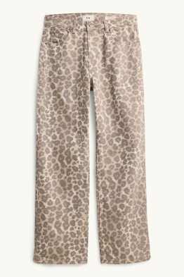 Baggy Jeans - Mid Waist - Leo-Print