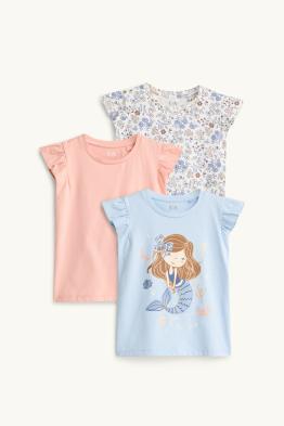 Multipack 3er - Blume und Meerjungfrau - Kurzarmshirt