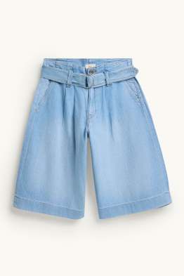 Shorts di jeans con cintura - vita media