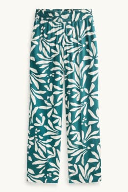 Pantalon - high waist - wide leg - gebloemd