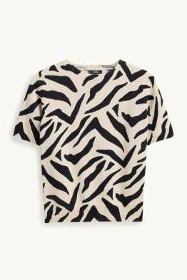 Strickpullover - kurzarm - gemustert