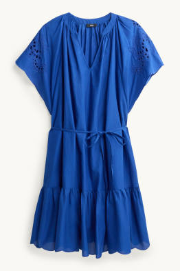 Vestito svasato con scollo a V - broderie anglaise