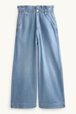 Crop wide leg jeans - wysoki stan