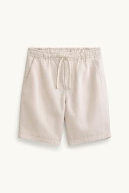 Shorts - Leinen-Mix - gestreift