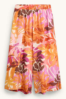 Stoffhose - High Waist - Palazzo - gemustert