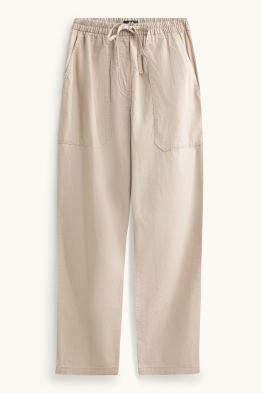 Plátěné kalhoty - mid waist - tapered fit