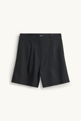 Shorts - mid-rise waist - linen blend