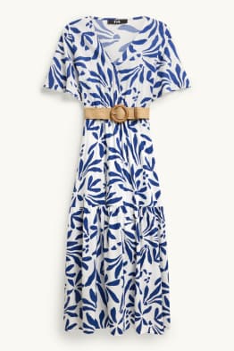 Fit & flare dress with belt - floral