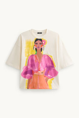 T-Shirt - Regular Fit - Glanz-Effekt