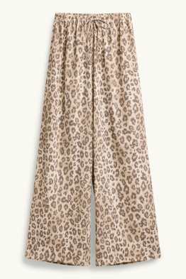 Pantalon - high waist - wide leg - luipaardvelprint