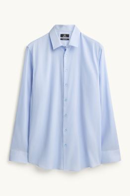 Chemise de bureau en lin - regular fit - col kent - facile à repasser