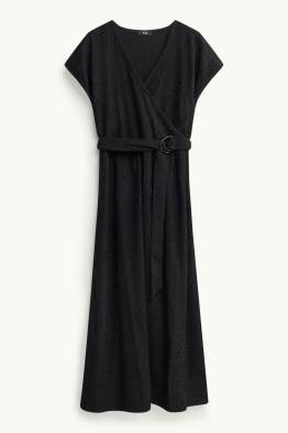 Fit & Flare Kleid mit Gürtel - geblümt - strukturiert