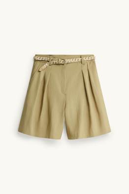 Bermuda shorts with belt - mid-rise waist