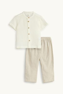 Outfit pro miminka s lněným podílem - 2dílný - strukturovaný