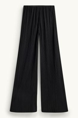 Spodnie materiałowe - wysoki stan - wide leg - w prążki
