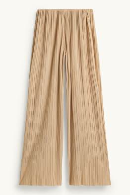 Spodnie materiałowe - wysoki stan - wide leg - w prążki