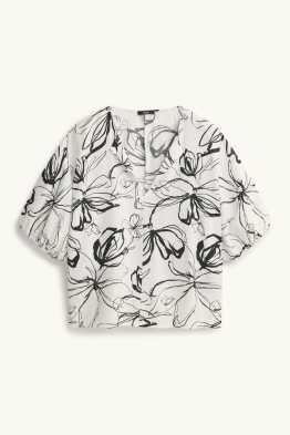 Blouse met V-hals - gebloemd