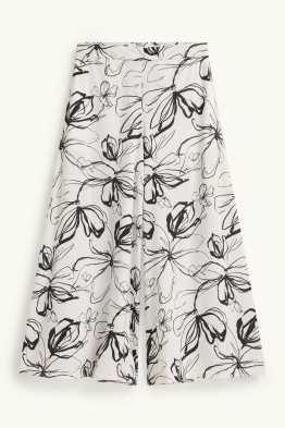 Pantalón crop de tela - high waist - palazzo - de flores