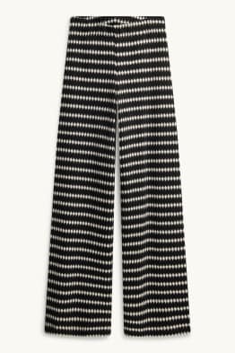 Pantaloni tricotați - talie înaltă - regular fit - cu model