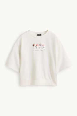 Sweatshirt - gebloemd - glanseffect