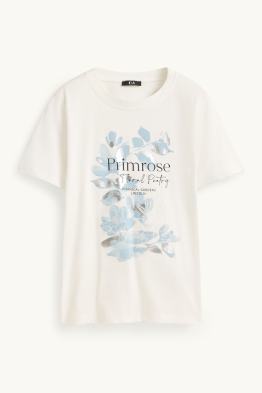 Samarreta de mànigues curtes - regular fit - de flors - efecte brillant