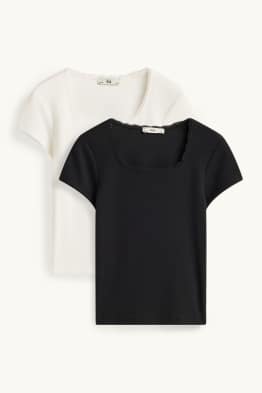 Set van 2 - T-shirt - geribd
