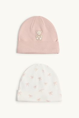Set van 2 - beertje en strik - babymuts