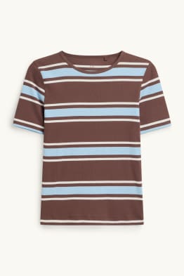 T-Shirt - Slim Fit - gerippt - gestreift