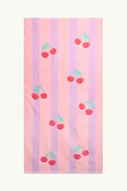 Kirschen - Strandtuch - gestreift - 135 x 70 cm