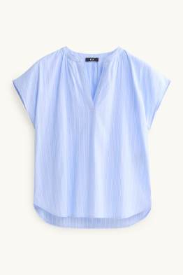 Bluză cu decolteu în V - cu dungi