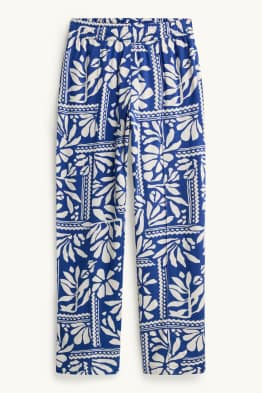 Pantaloni de stofă - talie medie - straight fit - cu model