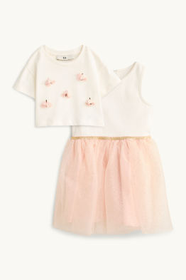 Blume - Set - Kleid und Kurzarmshirt - 2 teilig